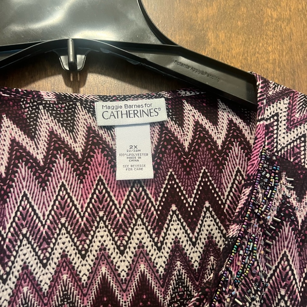 Catherines Pink and Black Chevron Top